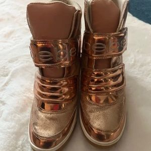 Bebe Rose Gold Sneaker Wedge